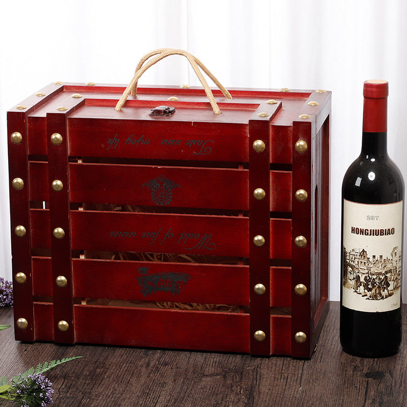 87. Vinbox av trä för sex flaskor vin
