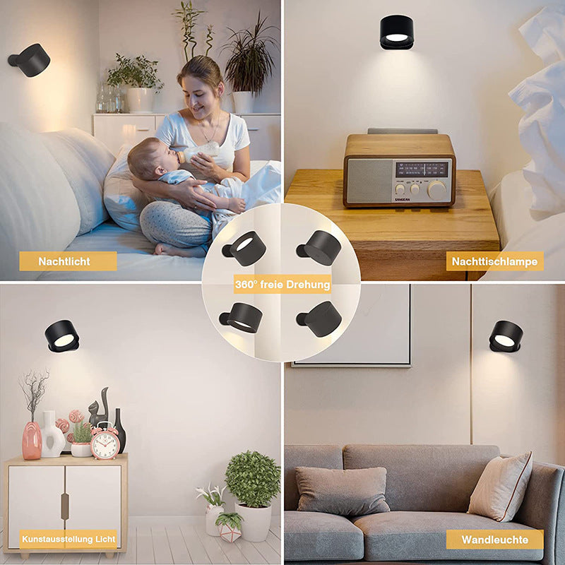 7. Vägglampa LED, laddningsbar USB