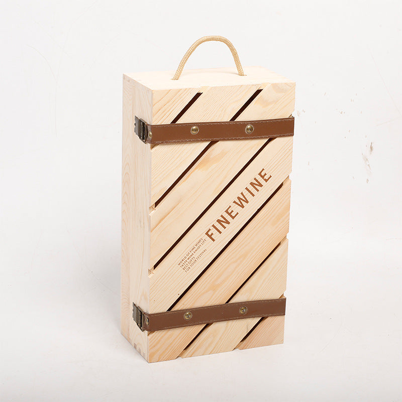 87. Vinbox av trä för två flaskor