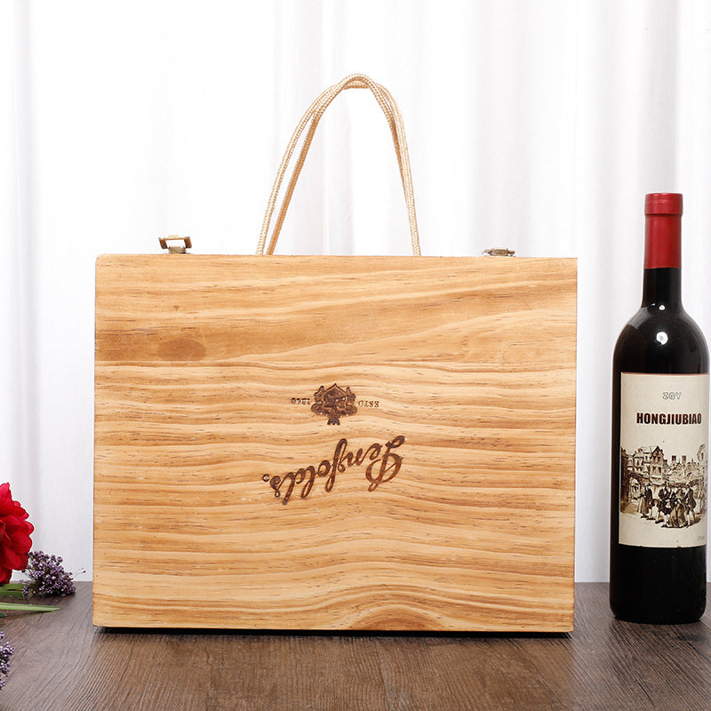 87. Vinbox av trä för sex flaskor vin