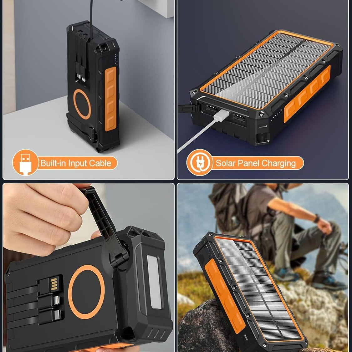99. Praktisk powerbank med solpanel, vev och lampa